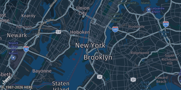 Map of New York, NY. The exact address of this venue is not known, so the map shows the area rather than a specific building.