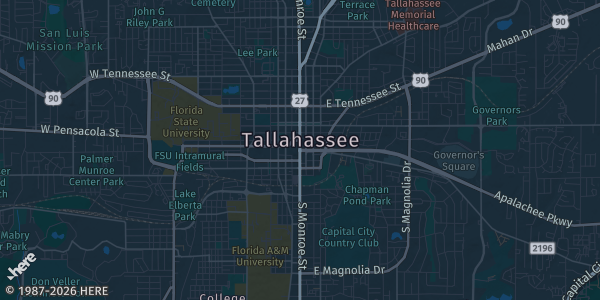 Map of Tallahassee, FL. The exact address of Game Vault is not known, so the map shows the area rather than a specific building.