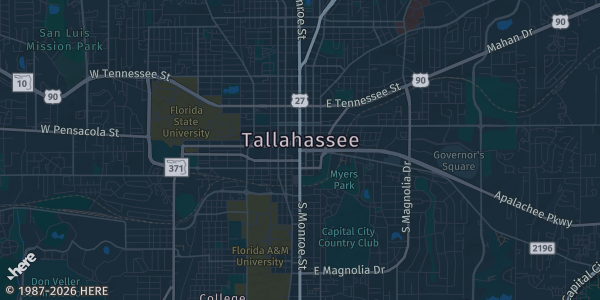 Map of Tallahassee, FL. The exact address of Game Vault is not known, so the map shows the area rather than a specific building.