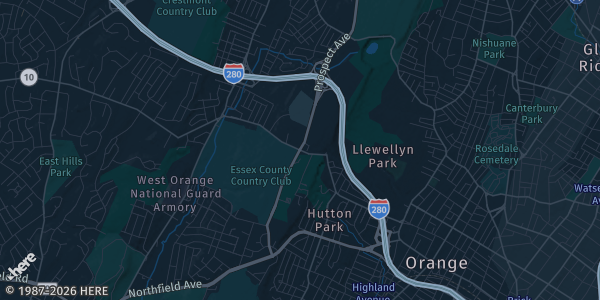 Map of West Orange, NJ. The exact address of Codey Arena is not known, so the map shows the area rather than a specific building.