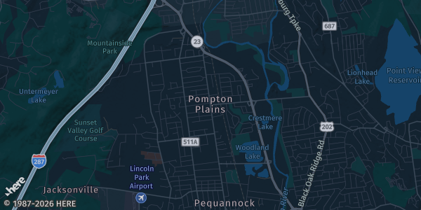 Map of Pompton Plains, NJ. The exact address of Baymont by Wyndham is not known, so the map shows the area rather than a specific building.