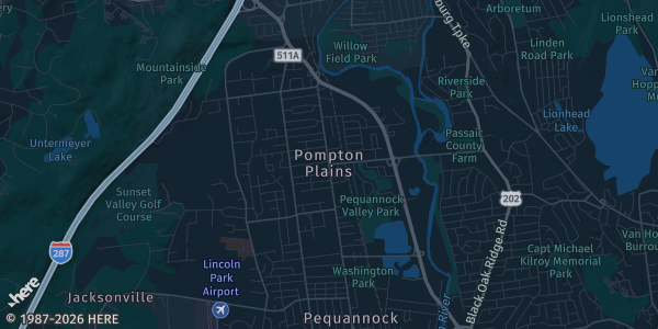 Map of Pompton Plains, NJ. The exact address of Baymont by Wyndham is not known, so the map shows the area rather than a specific building.