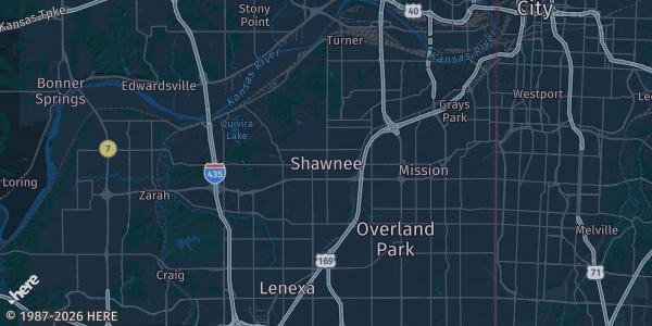 Map of Shawnee, KS. The exact address of Shawnee Station Shopping Center is not known, so the map shows the area rather than a specific building.