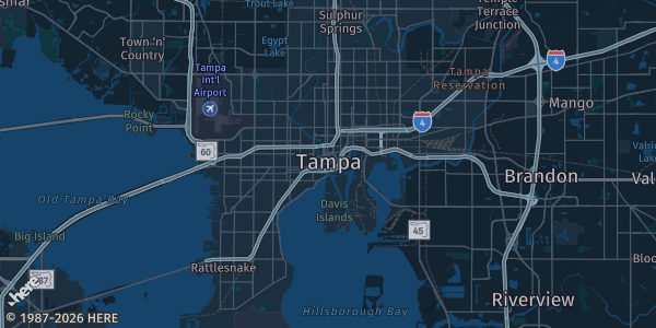 Map of Tampa, FL. The exact address of this venue is not known, so the map shows the area rather than a specific building.