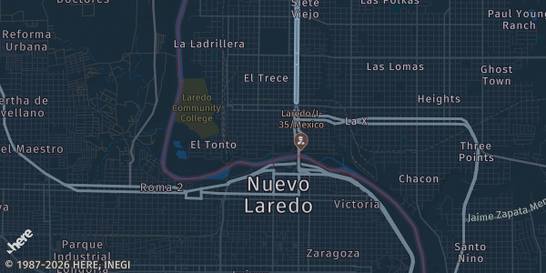Map of Laredo, TX. The exact address of Hal’s Restaurant & Bar is not known, so the map shows the area rather than a specific building.