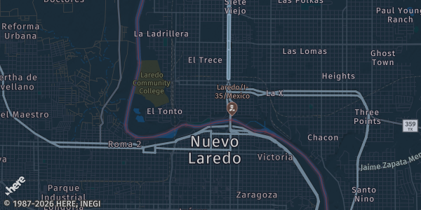 Map of Laredo, TX. The exact address of Hal’s Restaurant & Bar is not known, so the map shows the area rather than a specific building.