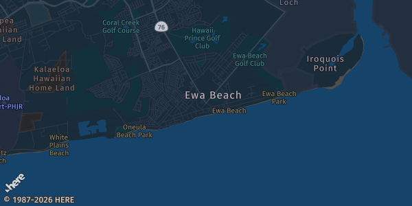 Map of Ewa Beach, HI. The exact address of The Kroc Center in Kapolei is not known, so the map shows the area rather than a specific building.