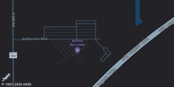 Map showing Buffalo Run Casino & Resort in Miami, OK.