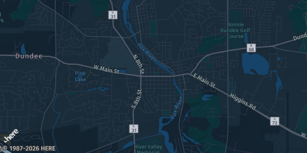 Map of West Dundee, IL. The exact address of Randall Oaks Recreation Center is not known, so the map shows the area rather than a specific building.
