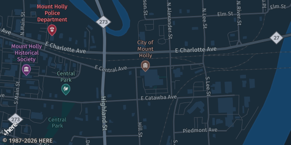 Map showing The Grand Hall in Mount Holly, NC.