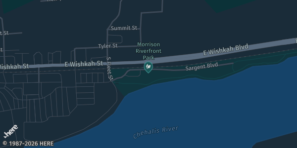 Map showing Aberdeen Rotary Log Pavilion in Aberdeen, WA.