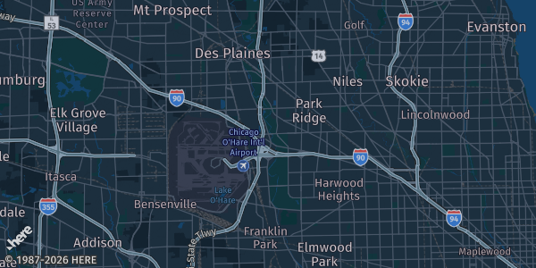 Map of Rosemont, IL. The exact address of this venue is not known, so the map shows the area rather than a specific building.