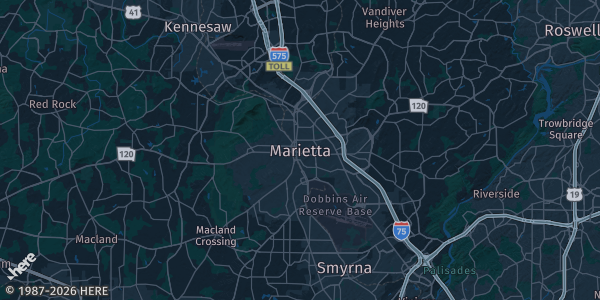 Map of Marietta, GA. The exact address of this venue is not known, so the map shows the area rather than a specific building.