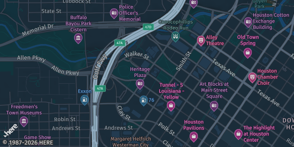 Map showing George R. Brown Convention Center in Houston, TX.