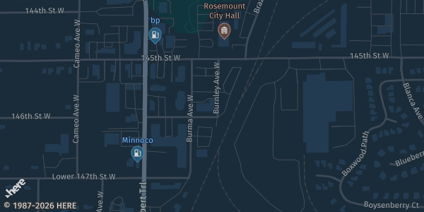 Map showing Rosemount American Legion Post 65 in Rosemount, MN.