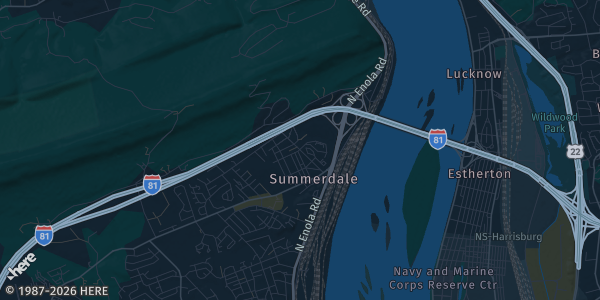 Map of Summerdale, PA. The exact address of The Conference Center at Central Penn College is not known, so the map shows the area rather than a specific building.