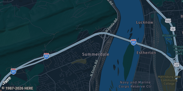 Map of Summerdale, PA. The exact address of The Conference Center at Central Penn College is not known, so the map shows the area rather than a specific building.