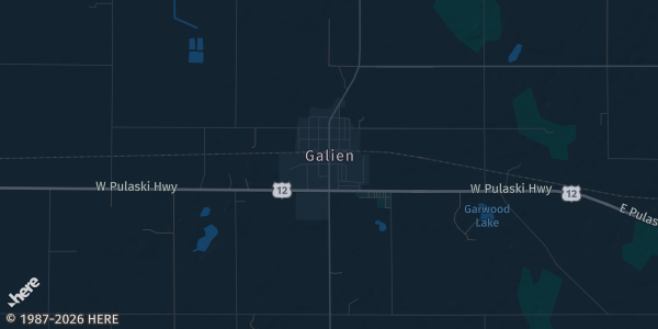 Map of Galien, MI. The exact address of Galien American Legion is not known, so the map shows the area rather than a specific building.