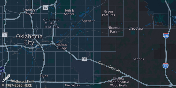 Map of Midwest, OK. The exact address of Reed Conference Center is not known, so the map shows the area rather than a specific building.
