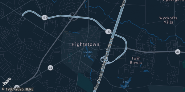 Map of Hightstown, NJ. The exact address of Saint Anthony of Padua gym is not known, so the map shows the area rather than a specific building.
