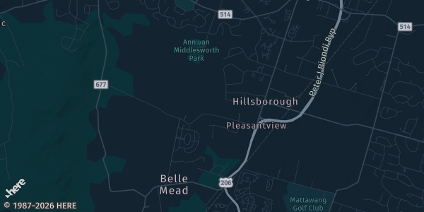 Map of Hillsborough, NJ. The exact address of Memorabilia & Pokémon Expo, Iron Peak Sports & Events Center is not known, so the map shows the area rather than a specific building.