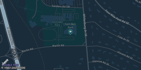 Map showing Fern Bell Recreation Center in Huntsville, AL.
