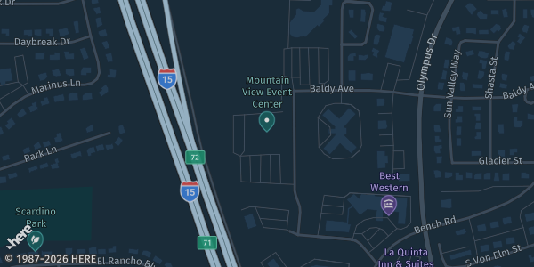 Map showing Mountain View Event Center in Pocatello, ID.