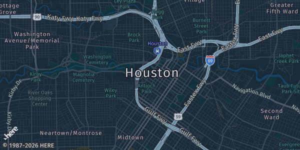 Map of Houston, TX. The exact address of Bayou Event Center is not known, so the map shows the area rather than a specific building.