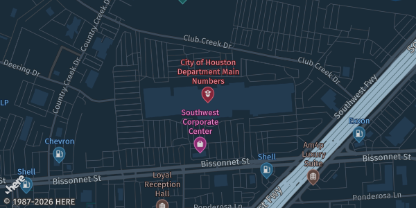 Map showing Charlie's Collectible Show in Houston, TX.