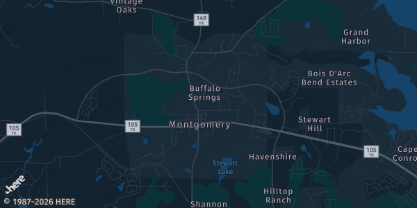 Map of Montgomery, TX. The exact address of Lake Conroe area — venue announced by organizer (VERIFY) is not known, so the map shows the area rather than a specific building.