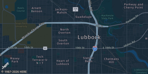 Map of Lubbock, TX. The exact address of The Layz Monkey Event Center is not known, so the map shows the area rather than a specific building.