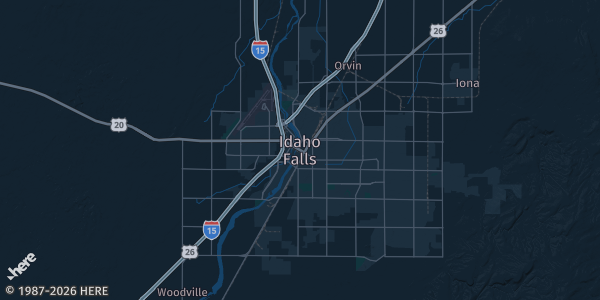Map of Idaho Falls, ID. The exact address of Bonneville County Fairground - Activity Building is not known, so the map shows the area rather than a specific building.