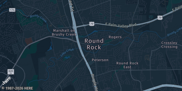 Map of Round Rock, TX. The exact address of Kalahari Resorts and Conventions is not known, so the map shows the area rather than a specific building.