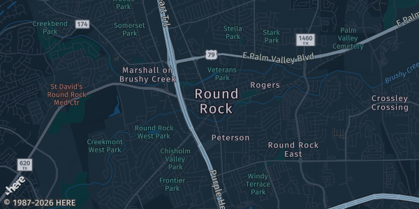 Map of Round Rock, TX. The exact address of Kalahari Resorts and Conventions is not known, so the map shows the area rather than a specific building.