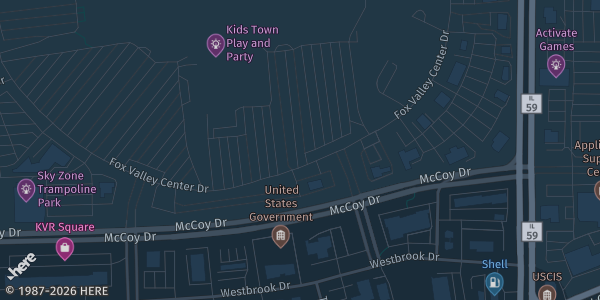 Map showing Fox Valley Mall in Aurora, IL.