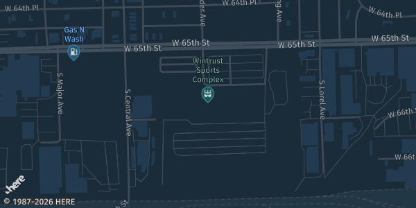 Map showing Wintrust Sports Complex in Bedford Park, IL.