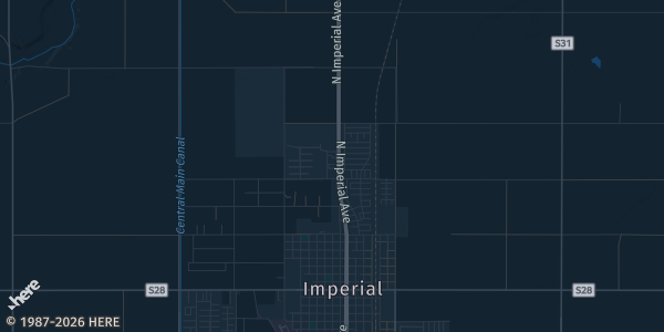 Map of Imperial, CA. The exact address of Cambria Hotel El Centro - Imperial is not known, so the map shows the area rather than a specific building.