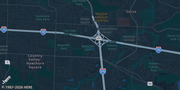 Map of Independence, MO. The exact address of Stoney Creek Hotel Conference Center is not known, so the map shows the area rather than a specific building.