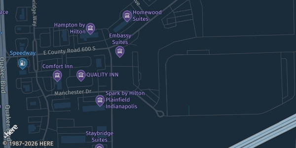 Map showing Embassy Suites Hotel & Convention Center in IN.