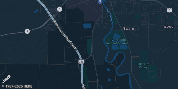 Map of Iowa City, IA. The exact address of Johnson County Fairgrounds is not known, so the map shows the area rather than a specific building.