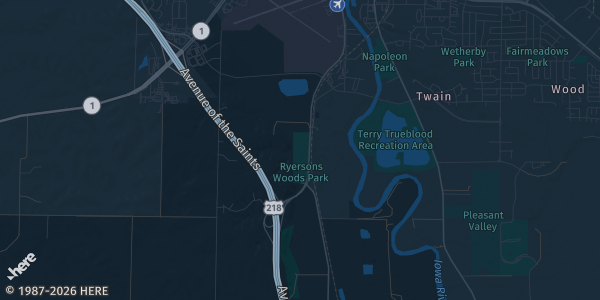 Map of Iowa City, IA. The exact address of Johnson County Fairgrounds is not known, so the map shows the area rather than a specific building.