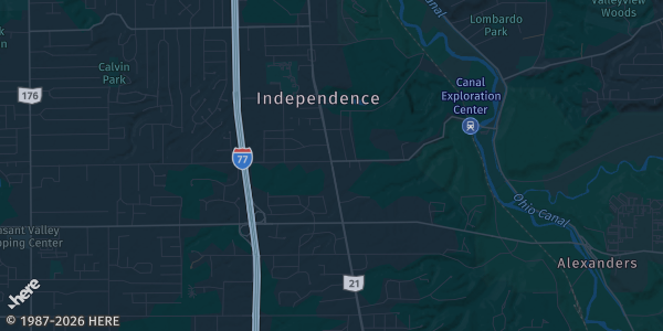 Map of Independence, OH. The exact address of Rockside Holiday Inn is not known, so the map shows the area rather than a specific building.