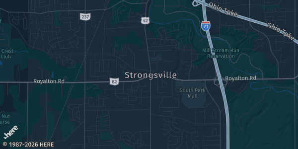 Map of Strongsville, OH. The exact address of Best Western Plus is not known, so the map shows the area rather than a specific building.