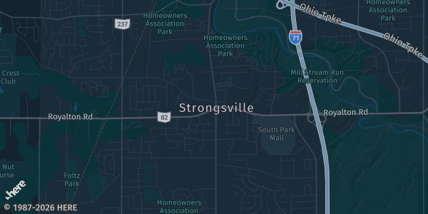 Map of Strongsville, OH. The exact address of Best Western Plus is not known, so the map shows the area rather than a specific building.