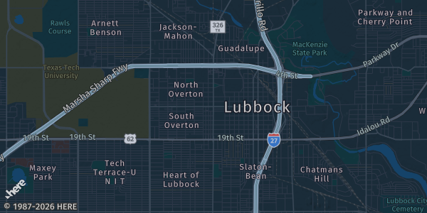Map of Lubbock, TX. The exact address of Center Pointe Event Center is not known, so the map shows the area rather than a specific building.
