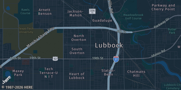 Map of Lubbock, TX. The exact address of Center Pointe Event Center is not known, so the map shows the area rather than a specific building.