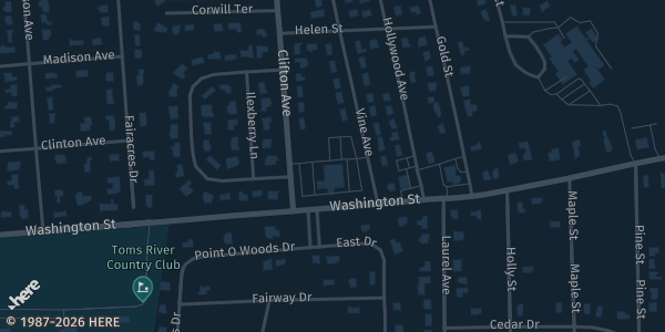 Map showing Toms River Elks Lodge in Toms River, NJ.