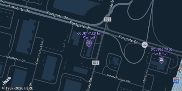 Map showing Courtyard by Marriott Cranbury South Brunswick in NJ.