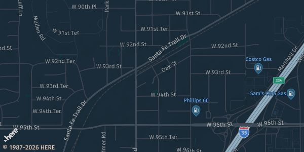 Map showing Lenexa Community Center in Lenexa, KS.