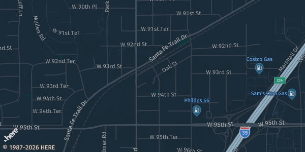 Map of Lenexa, KS. The exact address of Lenexa Community Center is not known, so the map shows the area rather than a specific building.